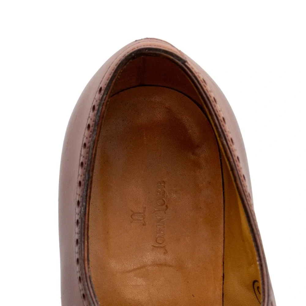 John‎ Lobb Oxford Shoes UK 10 E US 11 Brown Leather Brogue Punching SEYMOUR
